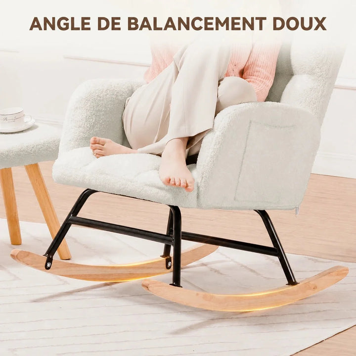 NARVI – Rocking Chair Ultra Doux Appui-Tête & Accoudoirs