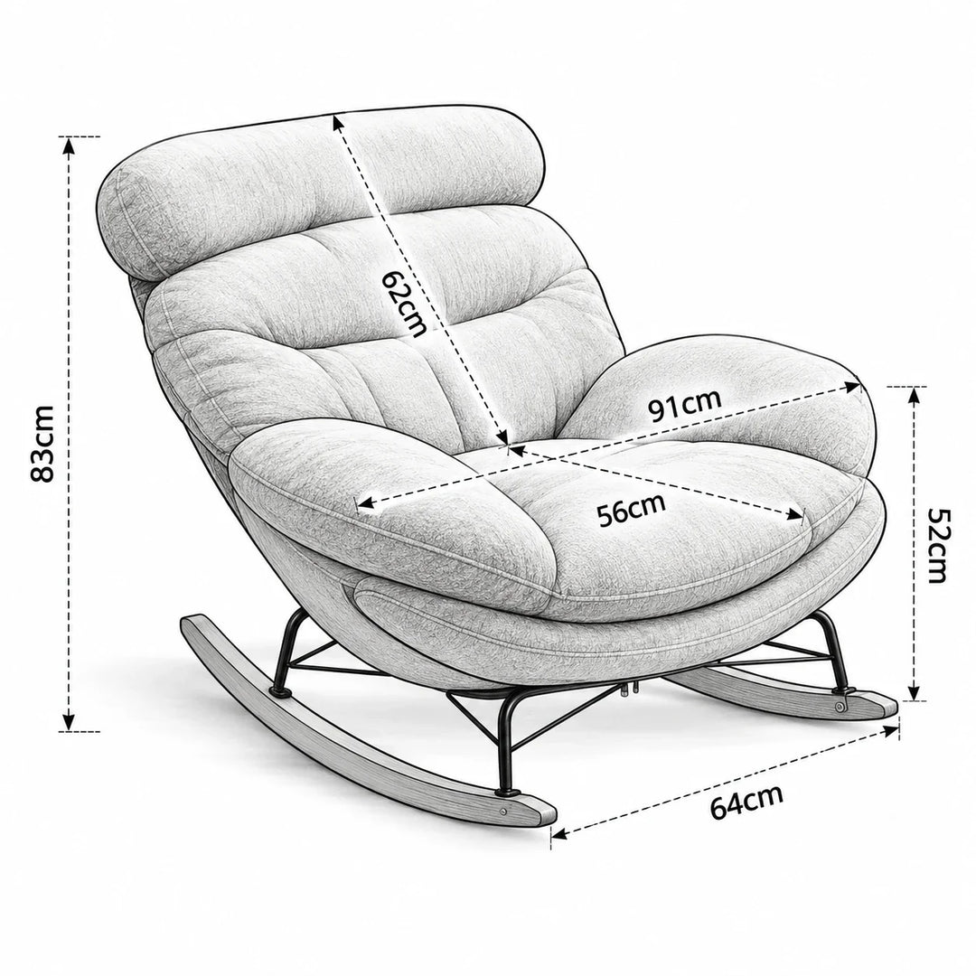 BELNO - Rocking Chair Lounge XXL Ultra Rembourré avec Repose-Pieds