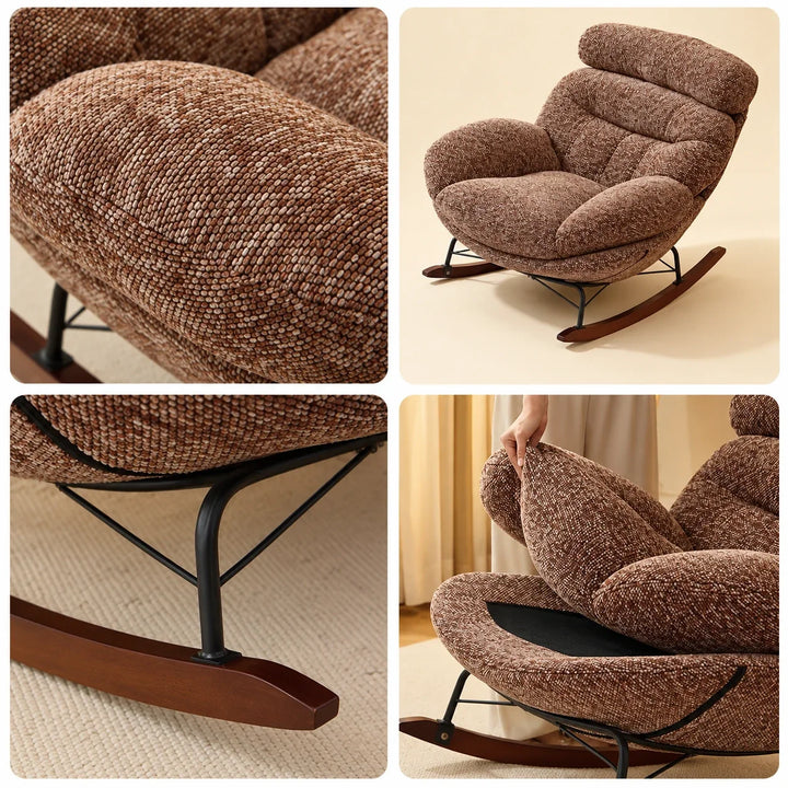 BELNO - Rocking Chair Lounge XXL Ultra Rembourré avec Repose-Pieds