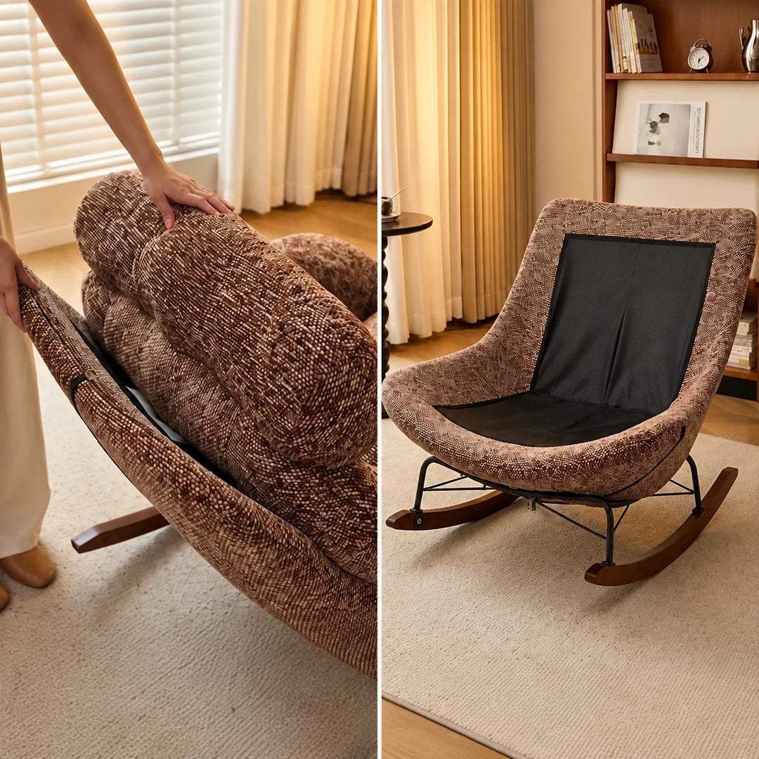 BELNO - Rocking Chair Lounge XXL Ultra Rembourré avec Repose-Pieds