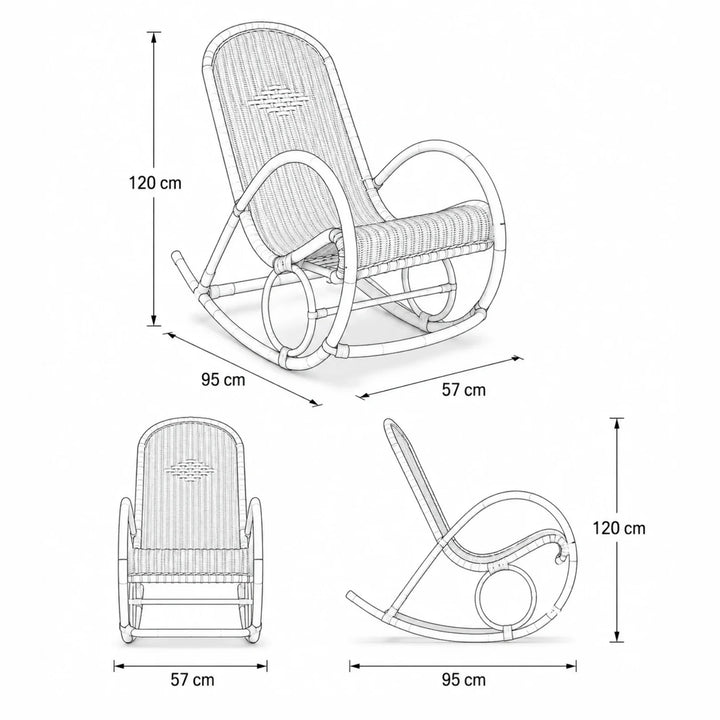 VALKO - Rocking Chair Rotin & Manau Tressé