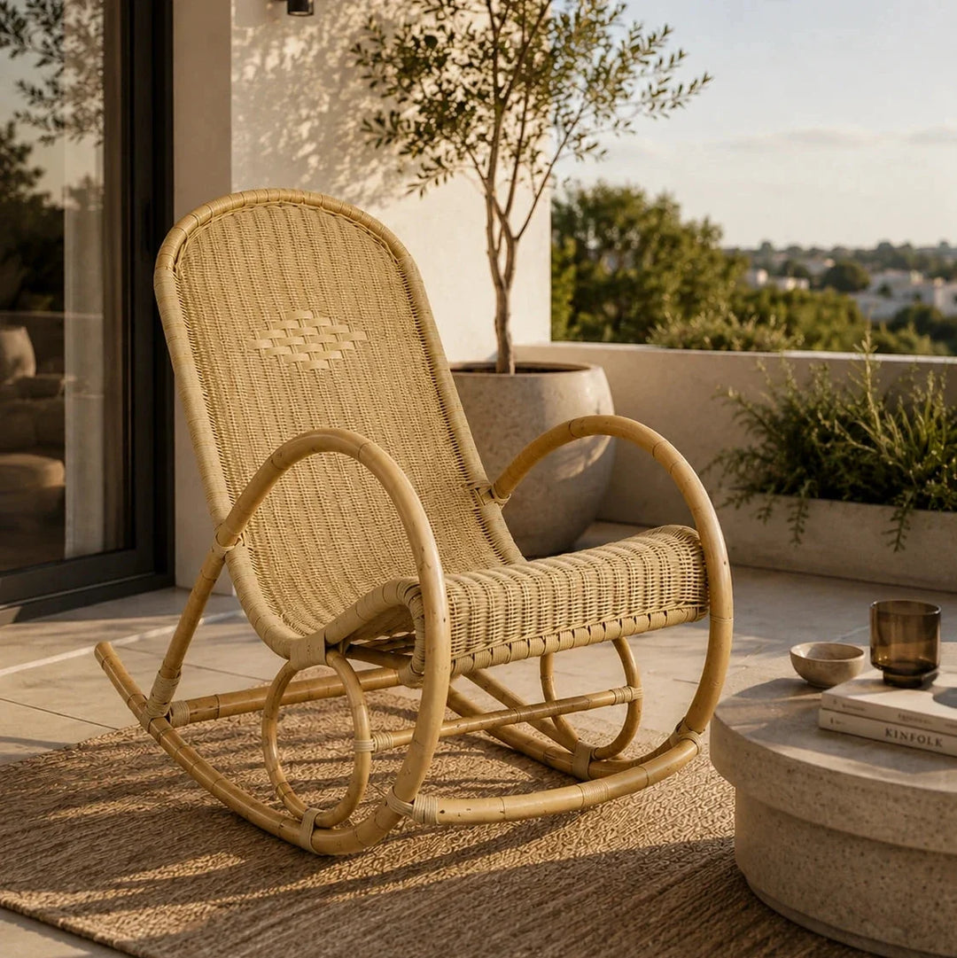 VALKO - Rocking Chair Rotin & Manau Tressé