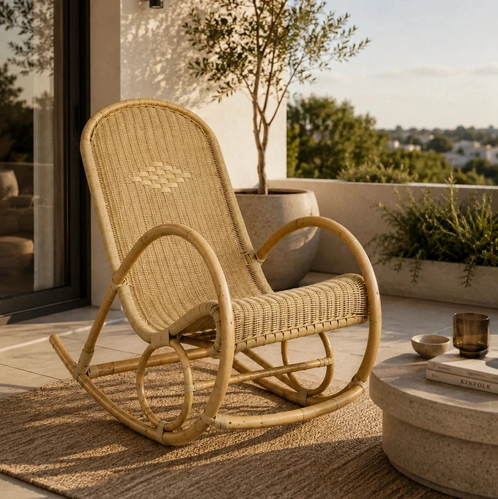 VALKO - Rocking Chair Rotin & Manau Tressé