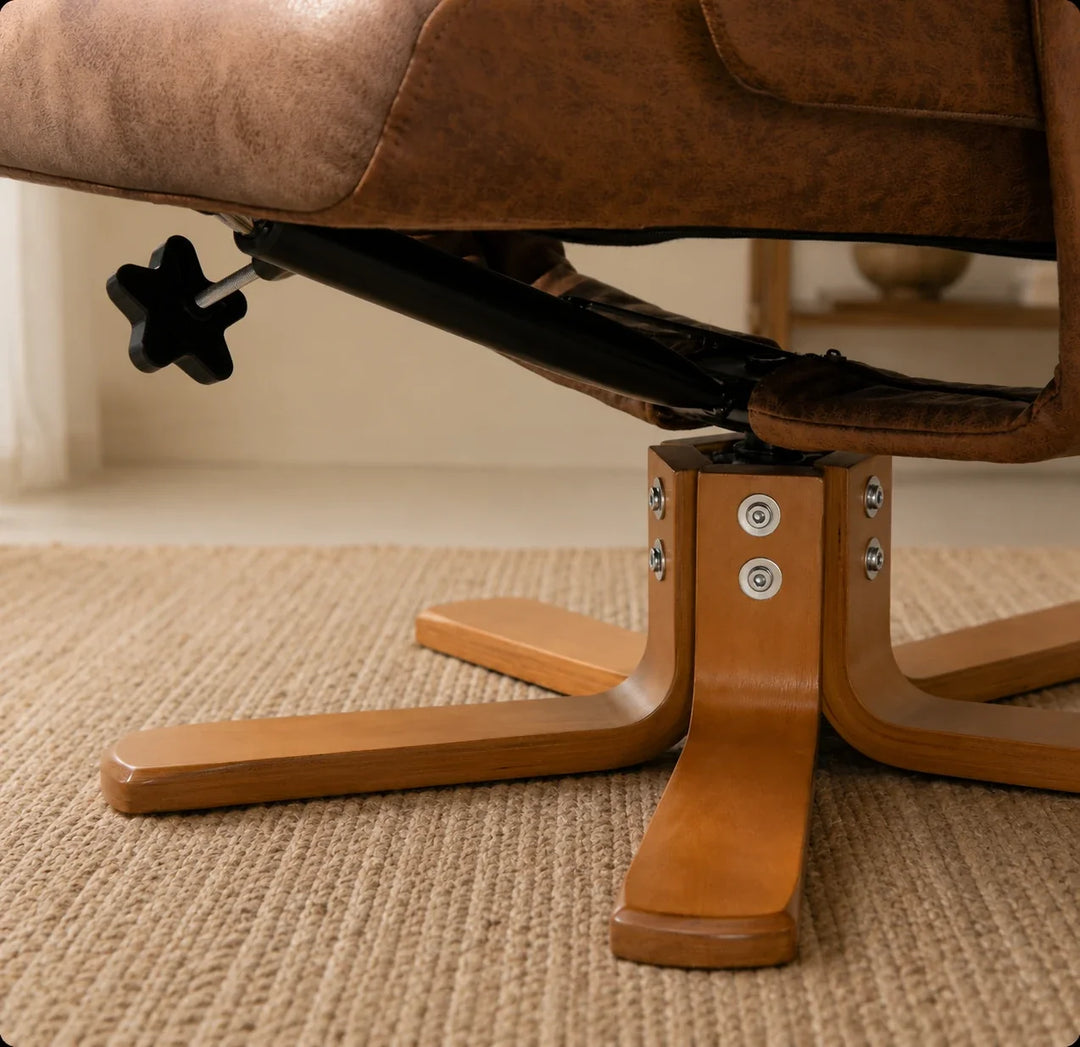 TIVA – Fauteuil Relax Inclinable 135° Pivotant avec Repose-pieds, Microfibre Marron